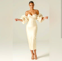 Load image into Gallery viewer, Puff Sleeve Strspless Maxi Dress
