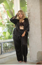 Load image into Gallery viewer, Gabi Fresh x Playful Promises Joanie Satin PJ Set Black
